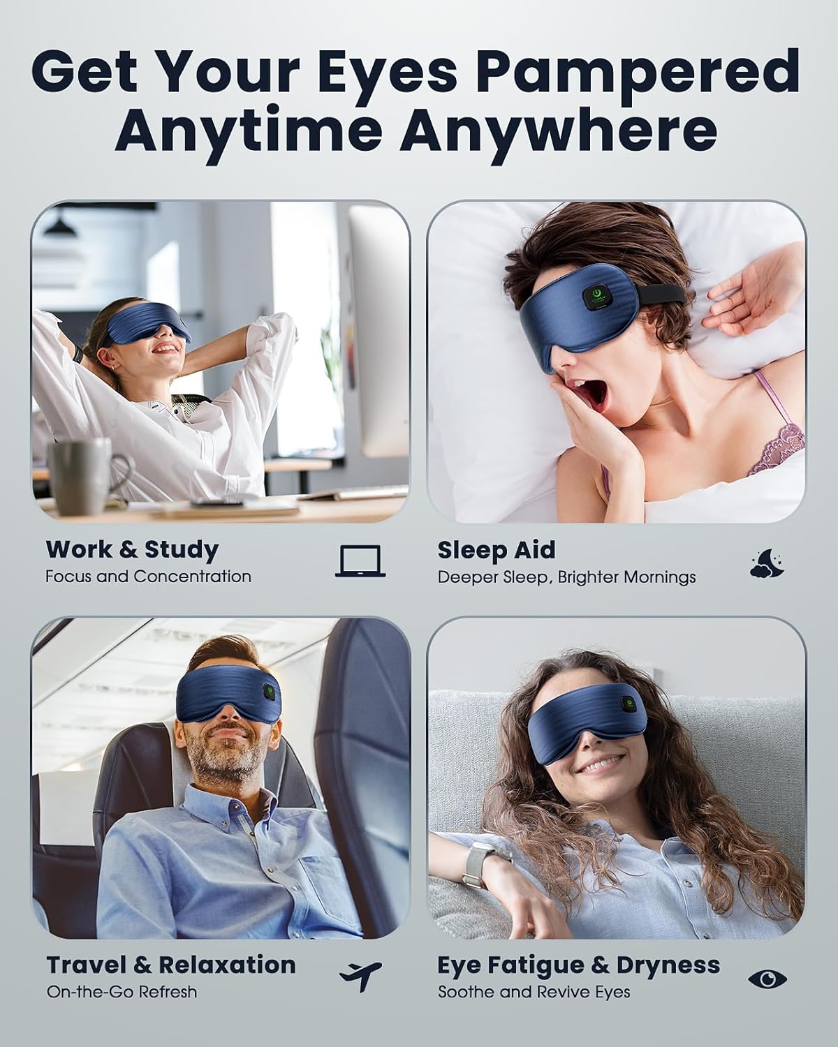 Heated Eye Mask - Cordless Eye Mask for Dry Eyes, Eye Relief, Improved Sleep, Washable Eye Heating pad for Travel and with Replaceable Shell