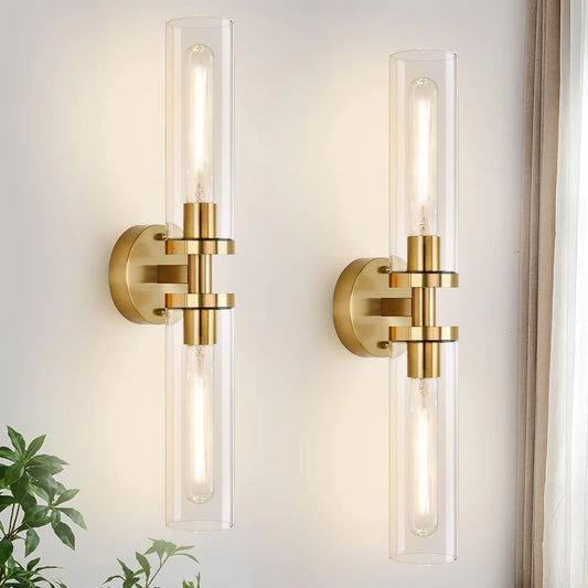 Indoi Modern Glass Tube Wall Sconce Lighting Fixture