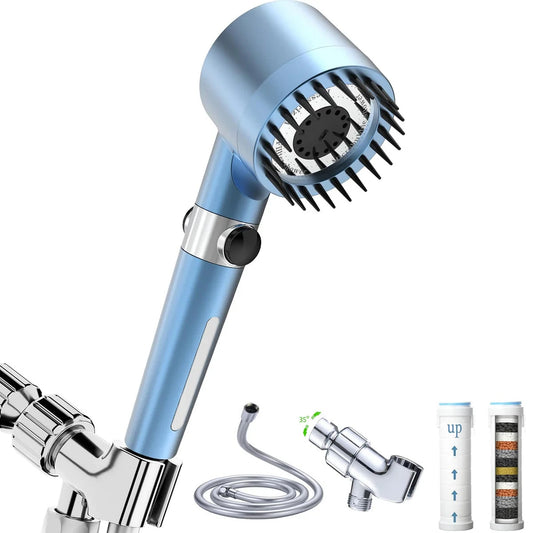 Filtered Shower Head with Handheld, High Pressure Water Flow and Multiple Spray