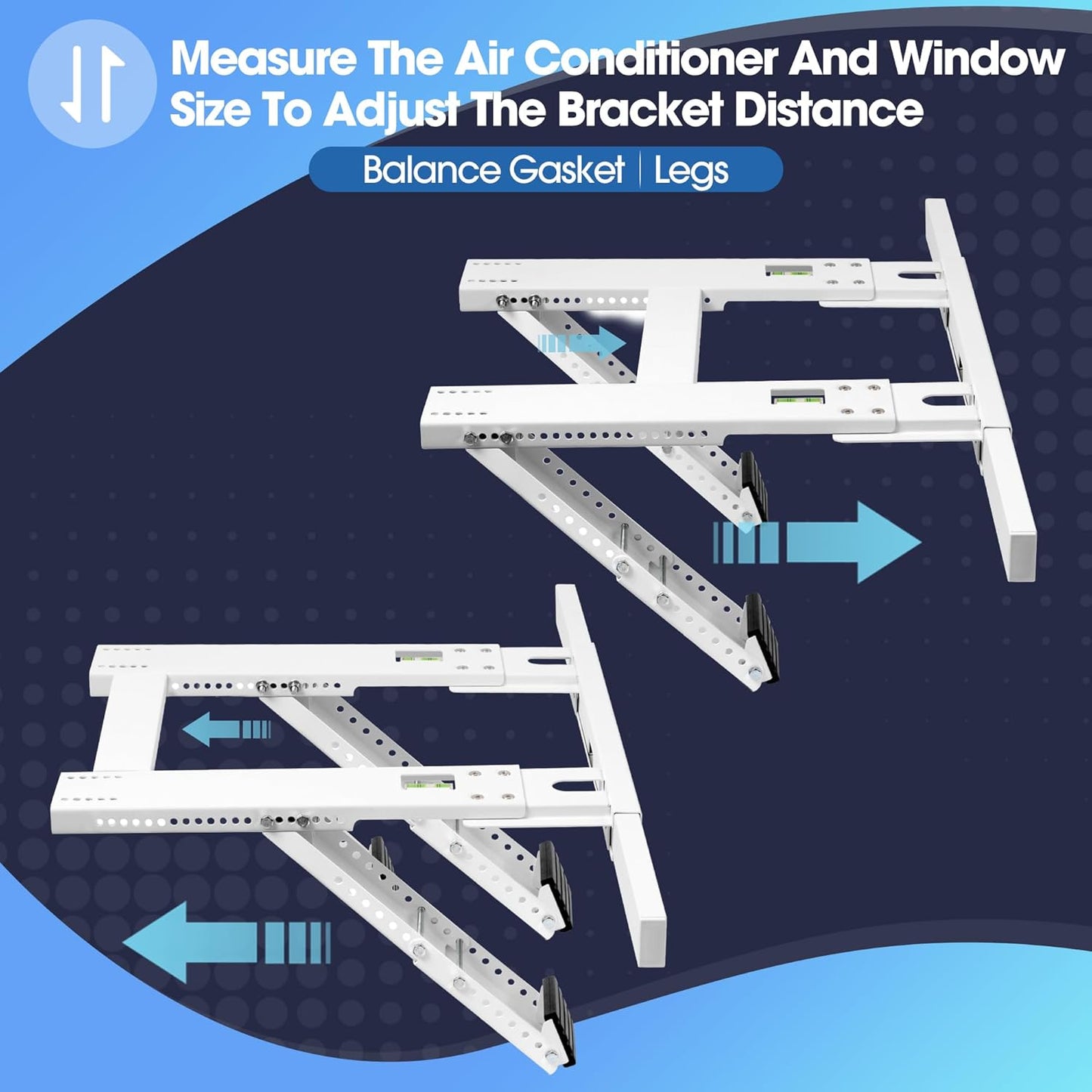 Adjustable Window AC Bracket, No Drilling, Heavy Steel Air Conditioner Stand Fit Most Single or Double-Hung Windows, Hold Up to 220lbs