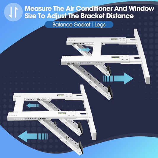Adjustable Window AC Bracket, No Drilling, Heavy Steel Air Conditioner Stand Fit Most Single or Double-Hung Windows, Hold Up to 220lbs